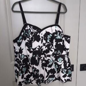 Torrid Black and White Floral Tank